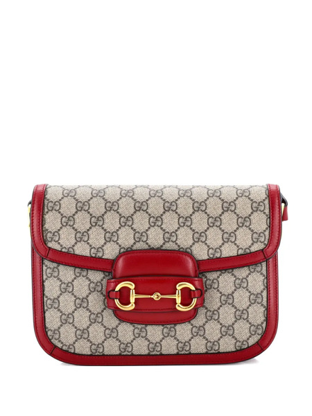  Gucci Pre-owned Horsebit 1955 Shoulder Bag Gg Coated Canvas With Leather Small Crossbody Bag - Brown 