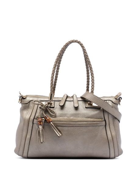  Gucci Pre-owned 2016-2025 Metallic Pebbled Calfskin Bella Satchel - Gold 
