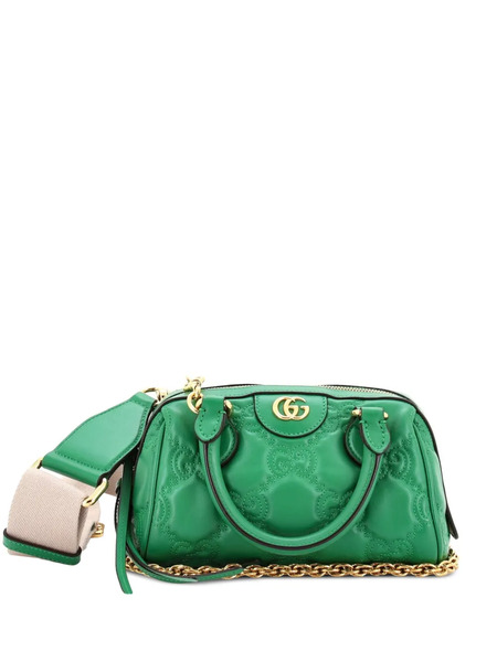 Gucci Pre-owned Ophidia Convertible Boston Top Handle Bag Gg Matelasse Leather Mini Crossbody Bag - Green 
