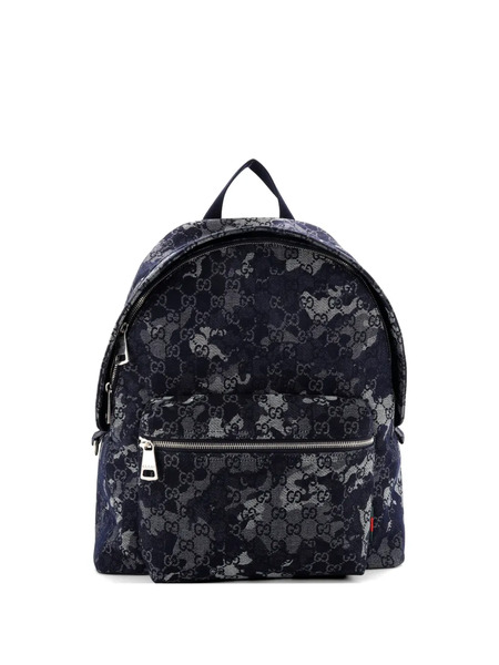  Gucci Pre-owned Zip Front Pocket Camouflage Gg Denim Backpack - Blue 