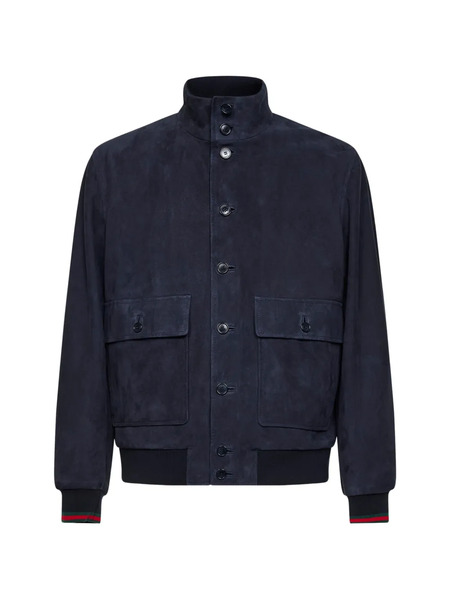  Gucci Suede Bomber Jacket - Blue 