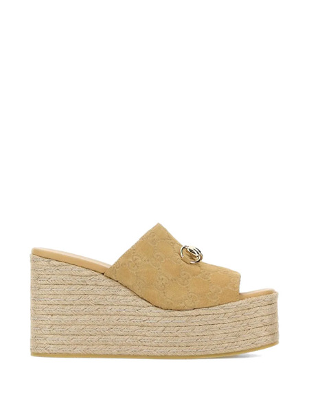  Gucci Suede Platform Wedges - Neutrals 