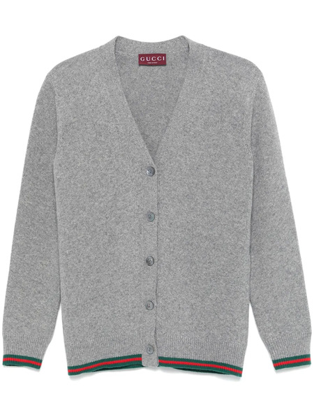  Gucci Web-stripe Cardigan - Grey 