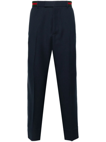  Gucci Web-stripe Trim Cropped Trousers - Blue 