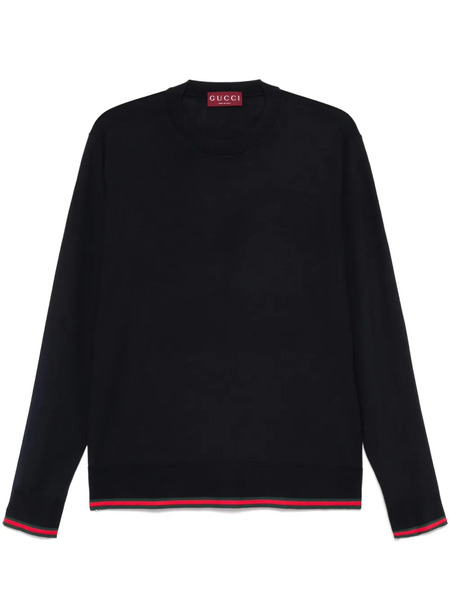  Gucci Web-trim Wool Sweater - Blue 