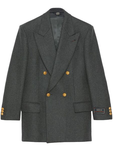  Gucci Wool-cashmere Double-breasted Jacket - Grey 