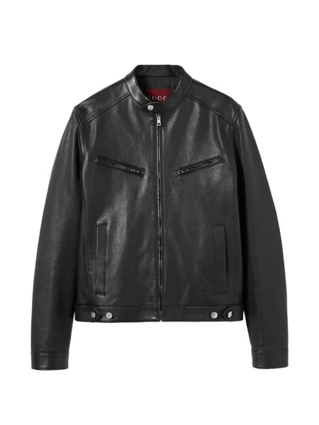  Gucci Zip-up Goat Leather Jacket - Black 