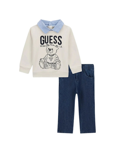  Guess Kids Bear-print Trousers Set - Grey 