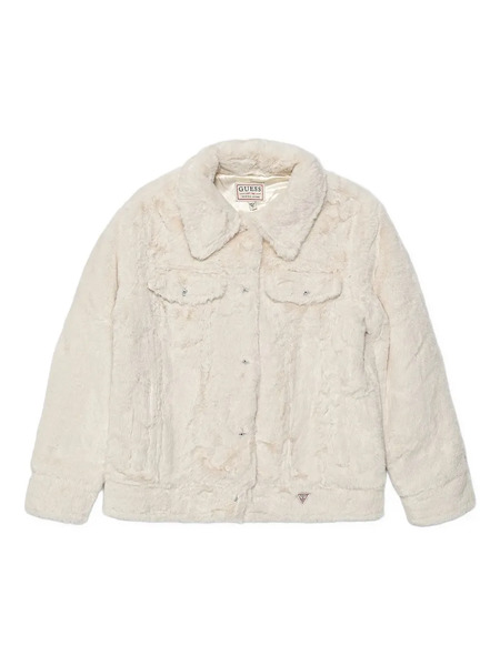  Guess Kids Faux-fur Buttoned-up Jacket - Neutrals 