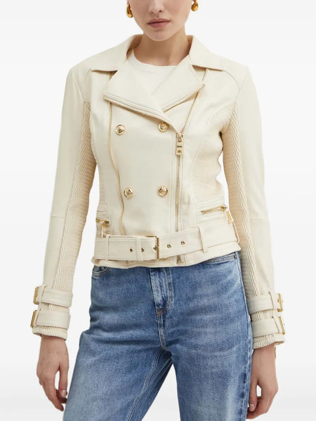  Guess Usa Belted Double-breasted Jacket - Neutrals 