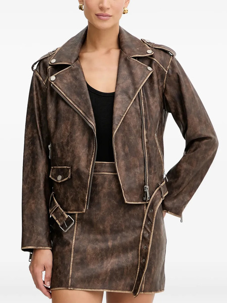  Guess Usa Belted Zip Jacket - Brown 