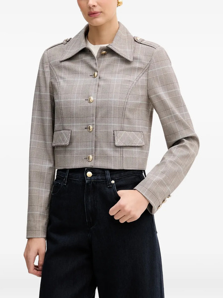  Guess Usa Check Button Cropped Jacket - Neutrals 
