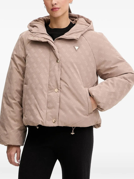  Guess Usa Hooded Patterned Jacket - Neutrals 