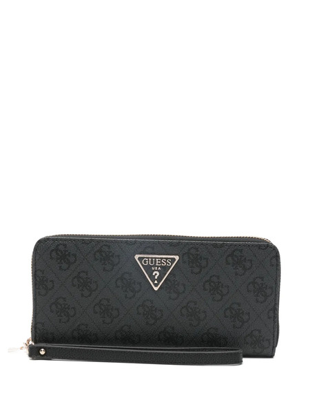  Guess Usa Laurel Ii Monogram Zip Wallet - Black 