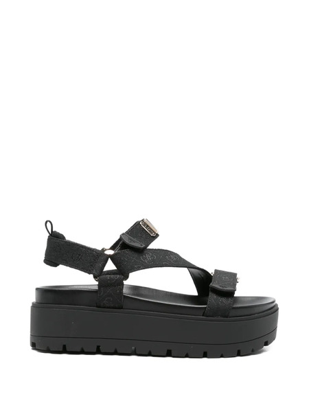  Guess Usa Logo-lettering Platform Sandals - Black 
