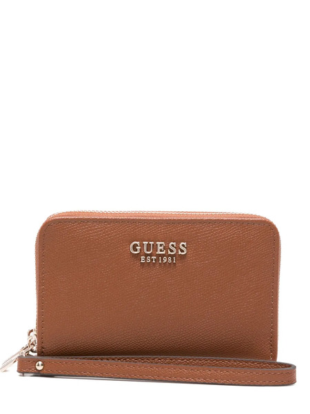 Guess Usa Logo-plaque Zip Wallet - Brown 