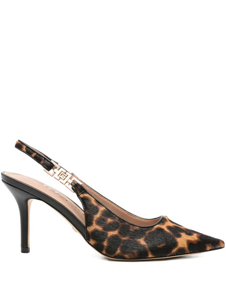  Guess Usa 85mm Slingback Leopard Pumps - Brown 