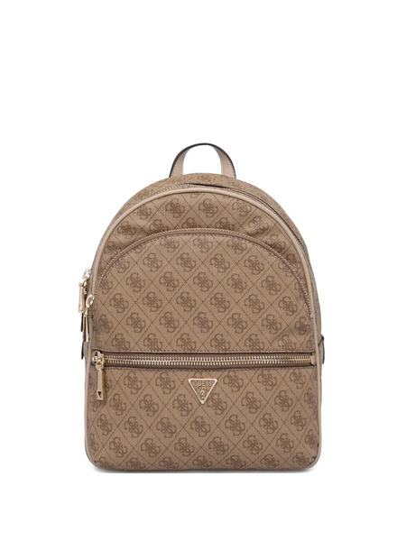  Guess Usa Monogram-pattern Zip-around Backpack - Brown 