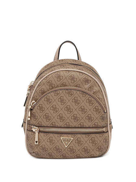  Guess Usa Monogram-pattern Zip-pockets Backpack - Brown 