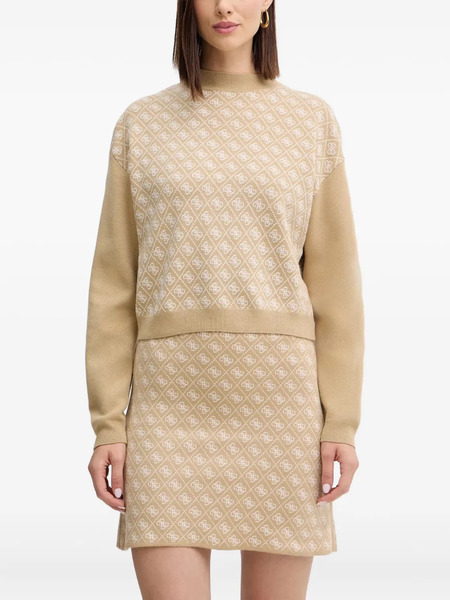  Guess Usa Patterned High-neck Sweater - Neutrals 
