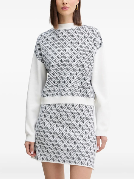  Guess Usa Patterned Long-sleeve Sweater - White 