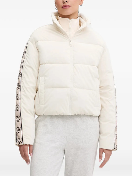  Guess Usa Patterned-trim Puffer Jacket - Neutrals 