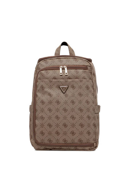  Guess Usa Silia 4g Monogram Zip Backpack - Brown 