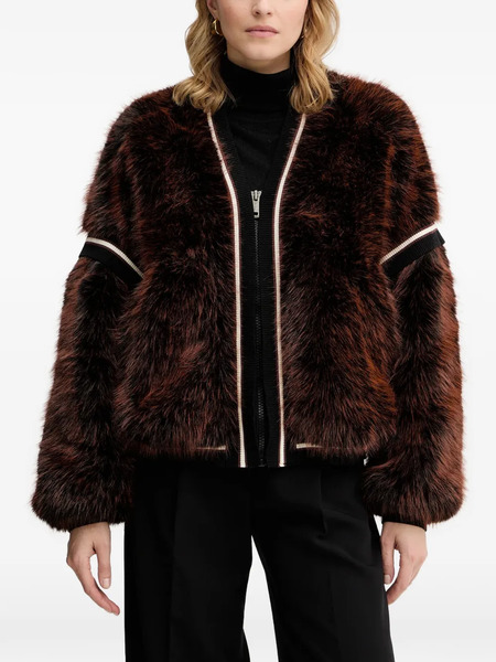  Guess Usa Striped-trim Jacket - Brown 