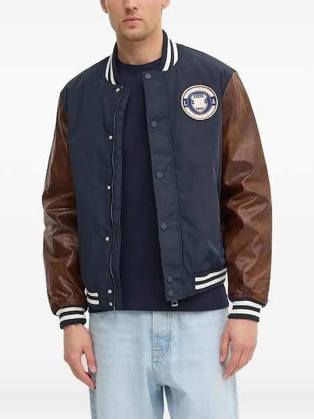  Guess Usa Twill Patch Bomber Jacket - Blue 