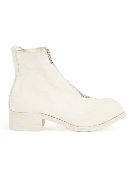  Guidi Front-zip Ankle Boots - White 