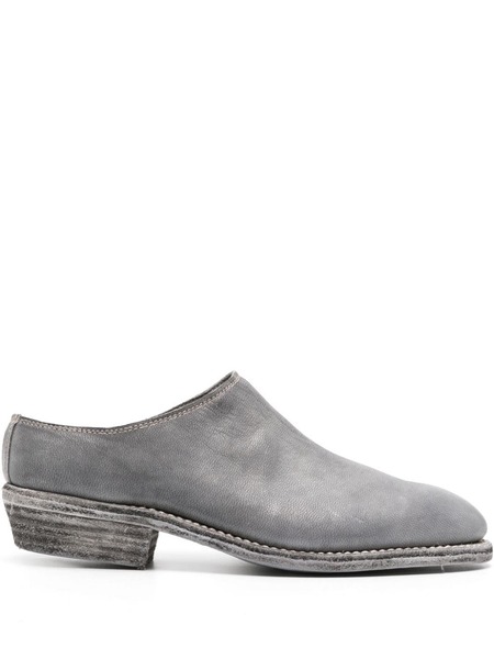  Guidi Grained Leather Mules - Grey 