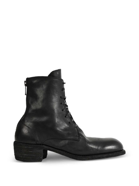  Guidi Lace-up Leather Ankle Boots - Black 