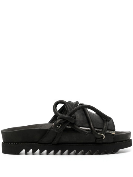  Guidi Lace-up Leather Sandals - Black 