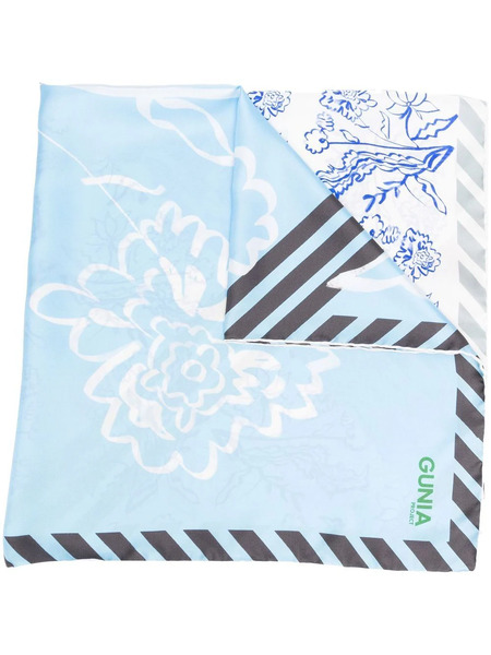  Gunia Project Patchwork Floral-print Silk Scarf - Blue 