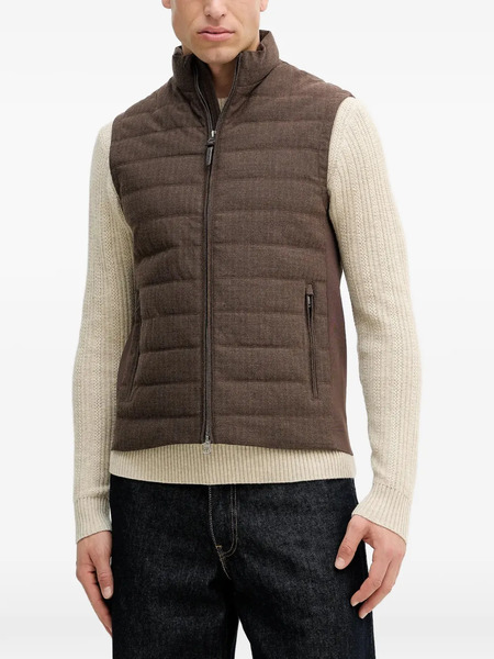  Hackett Quilted Zip-fastening Gilet - Brown 