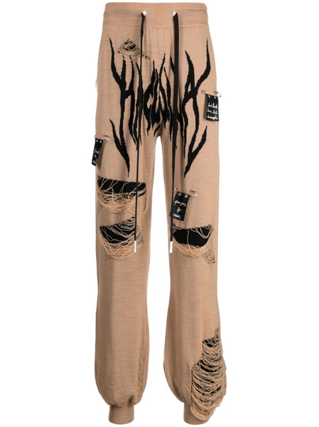 Haculla Distressed Knitted Track Pants - Brown 