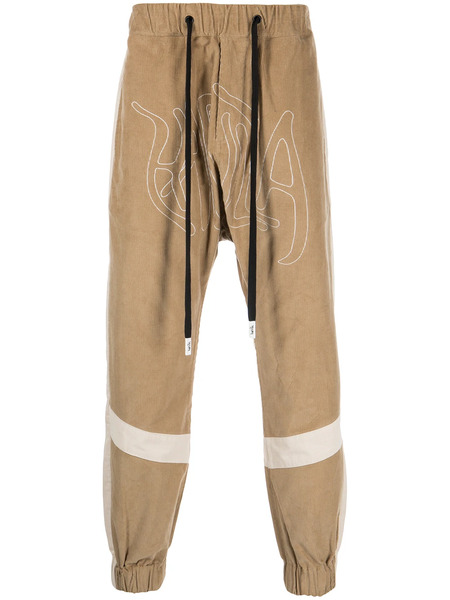  Haculla Embroidered-logo Ribbed Drop-crotch Pants - Brown 