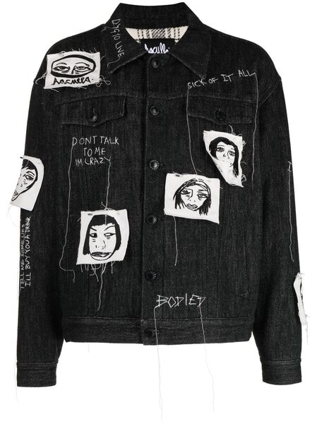  Haculla Sick Of It All Embroidered Denim Jacket - Black 
