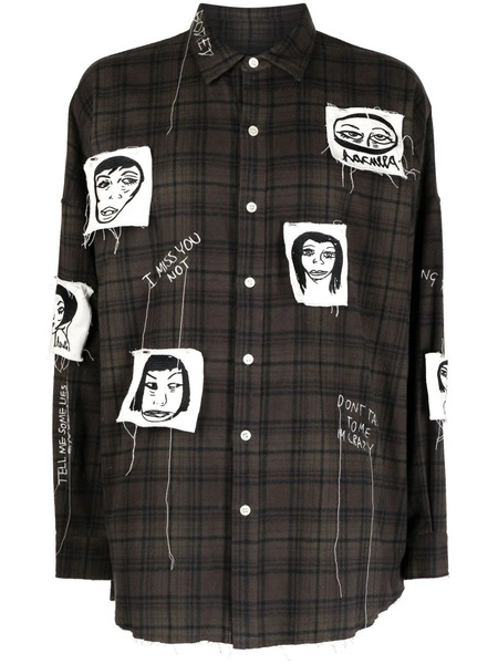  Haculla Sick Of It All Plaid-pattern Cotton Shirt - Brown 