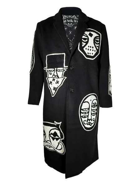  Haculla Time Capsule Graphic Appliqué Coat - Black 