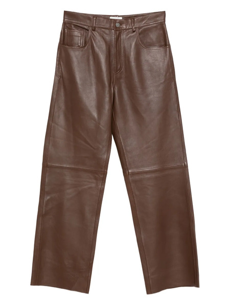  Haikure Leather Panelled Pants - Brown 