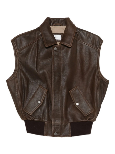  Haikure Val Leather Gilet - Brown 