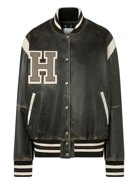  Halfboy Leather Bomber Jacket - Black 