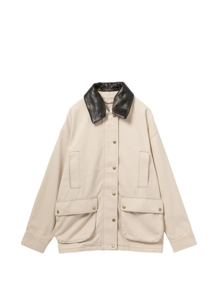  Halfboy Leather Collar Barn Jacket - Neutrals 