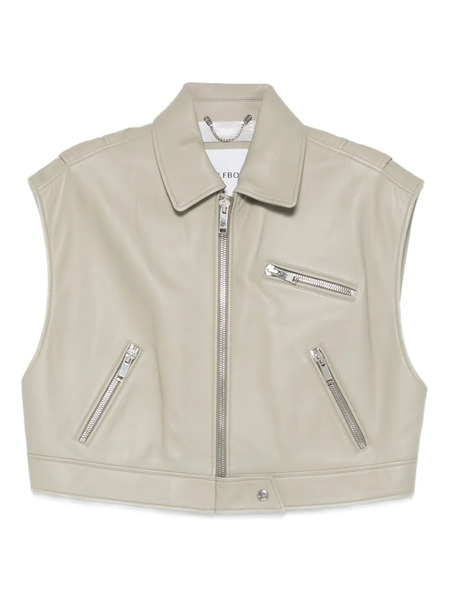  Halfboy Zip Leather Gilet - Green 