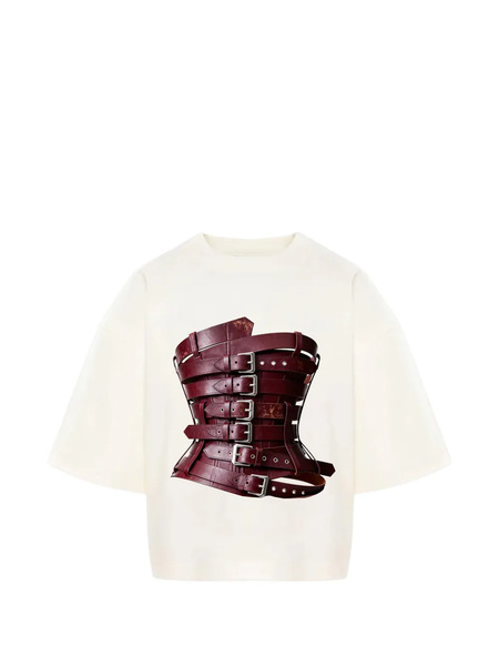  Hamza Buckle-graphic T-shirt - Neutrals 