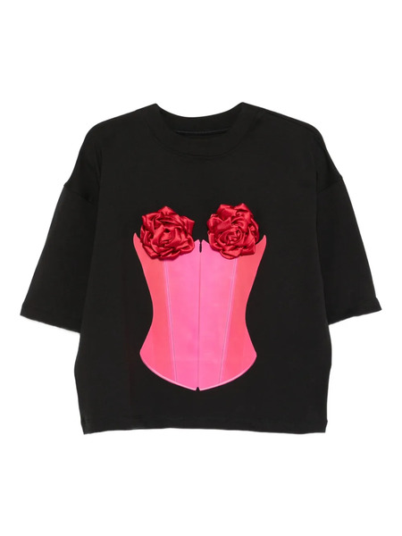  Hamza Rose-embellished T-shirt - Black 
