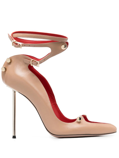  Hardot 120mm Ankle-strap Leather Pumps - Neutrals 