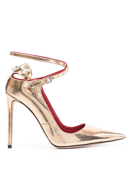  Hardot 115mm Metallic Ankle-strap Pumps - Gold 