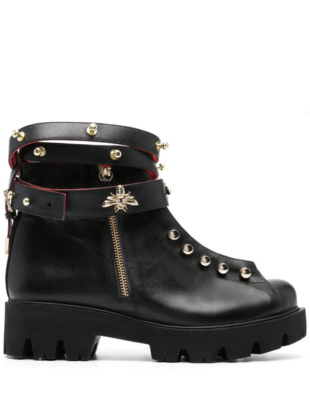  Hardot 45mm Stud-embellished Leather Boots - Black 